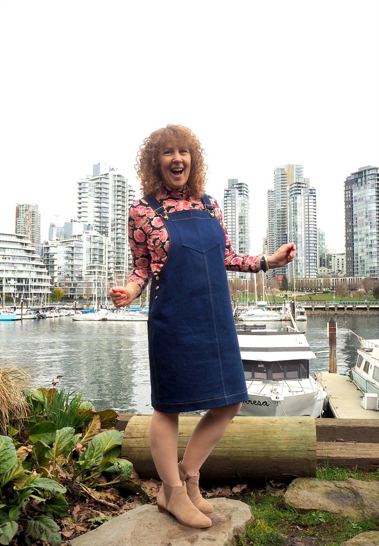 Cleo Dungaree Dress, Tilly and the Buttons, Rise Turtleneck, Papercut Patterns, Vancouver Sewing Blog